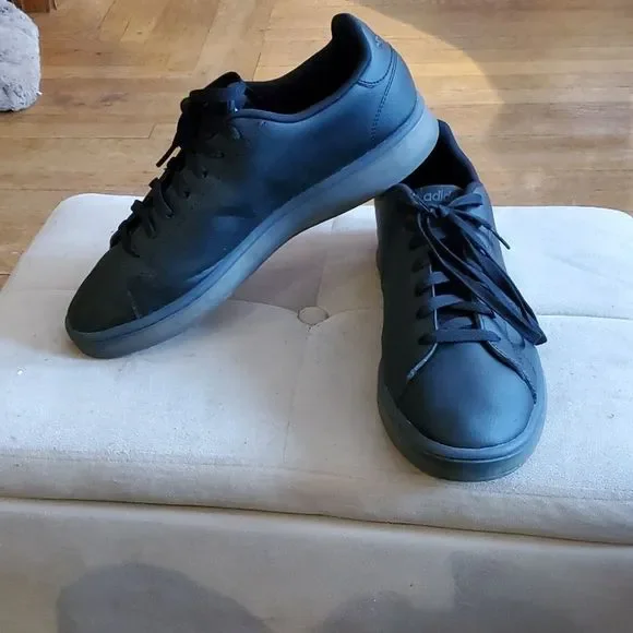 Mens Adidas Advantage ECO Black Synthetic Low Top Athletic Shoes Mens Adidas Advantage ECO Black Synthetic Low Top Athletic Shoes